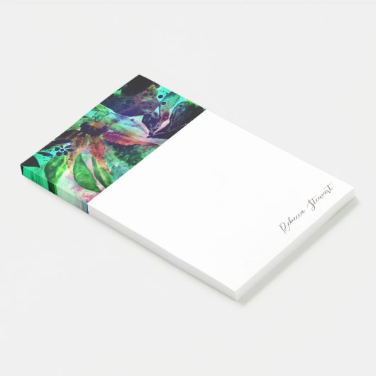 Neue tropische Blume und Blätter zeichnen Skript Post-it Klebezettel (angewinkelt)