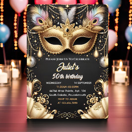 Neue Tutu Black Gold Chic Masquerade 50. Geburtsta Einladung