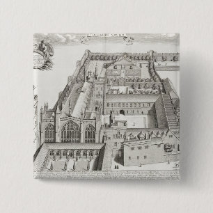 Neue Uni, Oxford, von "Oxonia Illustrata", Pub Button
