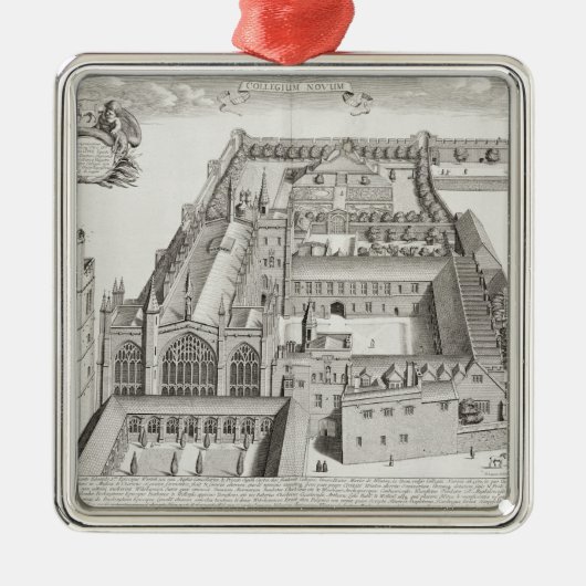 Neue Uni, Oxford, von "Oxonia Illustrata", Pub Silbernes Ornament (Vorne)