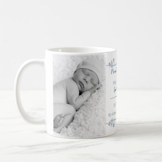 Neue Vater-Baby-Fotos u. Geburts-Notfall - Blau u. Kaffeetasse (Links)