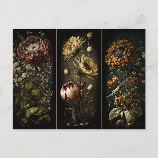 Neue Vintage florale Triptychologie Postkarte (Vorderseite)