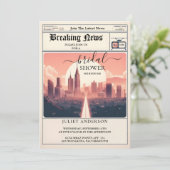 Neue Vintage Pays Old Retro Newspaper Brautparty Einladung (Stehend Vorderseite)