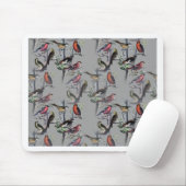 Neue Vogelmuster-Accessoires, Vintage Kunst grau Mousepad (Mit Mouse)