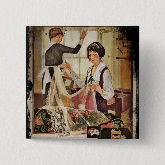 Neue Waschmaschine Mutter und Tochter Button (Vorderseite)