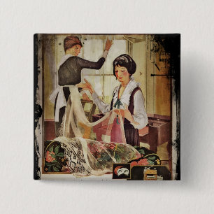 Neue Waschmaschine Mutter und Tochter Button