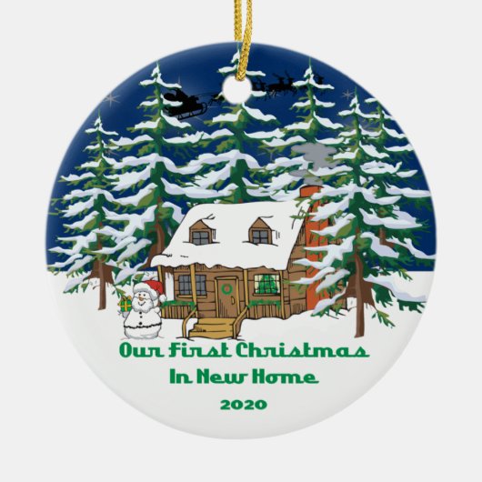Neue Weihnachtskabine des Zuhause-2020 Keramik Ornament (Vorne)