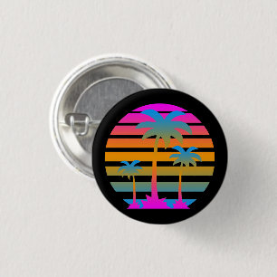 NEUE WELLE VINTAGE 80er RETRO SONNENUNTERGANG PALM Button