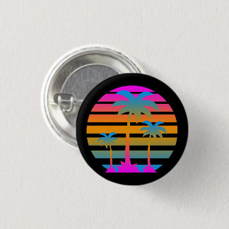 NEUE WELLE VINTAGE 80er RETRO SONNENUNTERGANG PALM Button