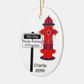Neue Welpe Training Fire Hydrant Weihnachten Keramik Ornament (Links)