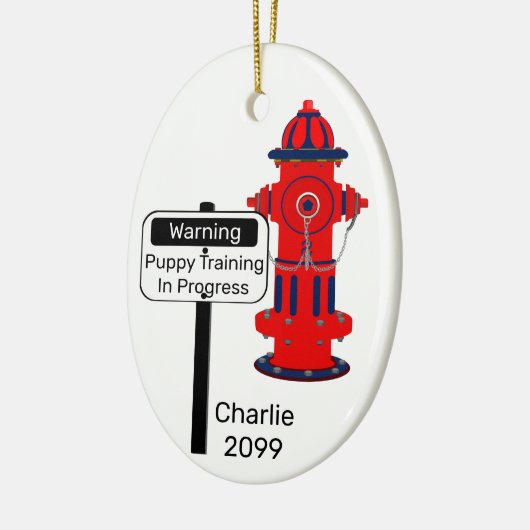 Neue Welpe Training Fire Hydrant Weihnachten Keramik Ornament (Links)