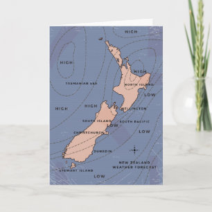 neue Wetterkarte für Zealand und Vintag Einladung