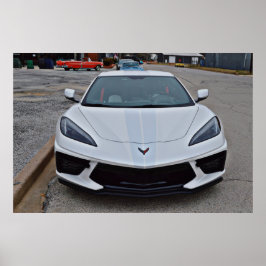 Neue White Corvette Car Ghost Racing Streifen Poster