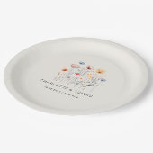 Neue Wildblume | Beige Hochzeit Pappteller (Schrägansicht)