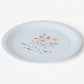 Neue Wildblume | Blue Wedding Pappteller (Schrägansicht)