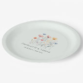 Neue Wildblume | Hellgrüne Hochzeit Pappteller (Schrägansicht)