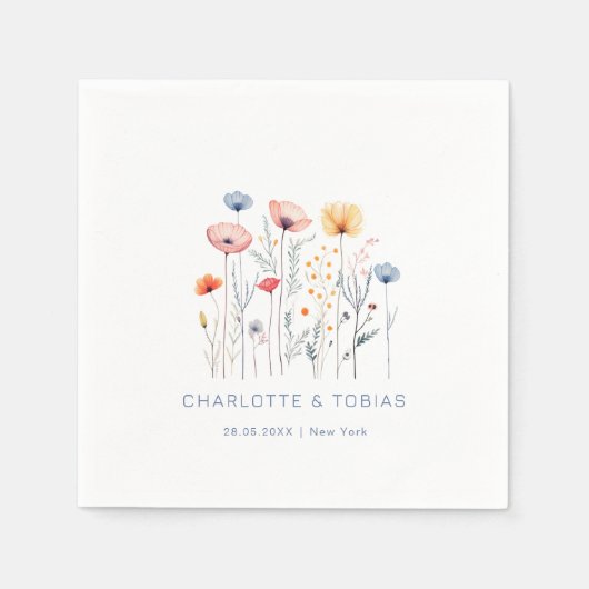 Neue Wildblume | Weiße Hochzeit Serviette (Vorderseite)