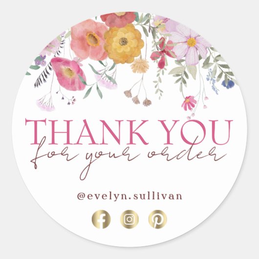 Neue Wildblumen danke Ihnen Aufkleber (Vorderseite)