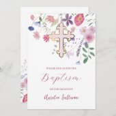 Neue Wildblumen Taufe Einladung (Vorne/Hinten)