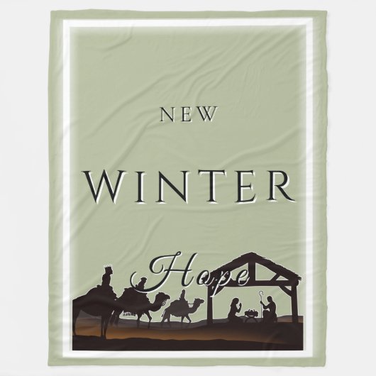 Neue Winterhope mit Krippe II Fleecedecke (Vorderseite)