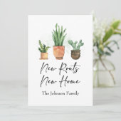 Neue Wurzeln Wir haben neue Zuhause Blue verschobe Ankündigung (Stehend Vorderseite)