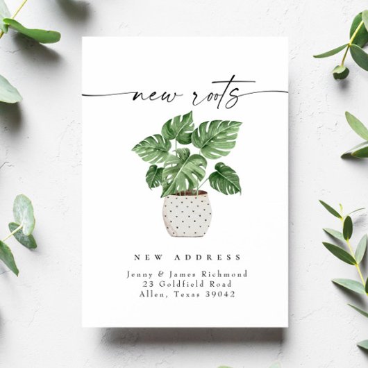 Neue Wurzeln Wir haben neue Zuhause-Postkarte vers Postkarte