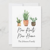 Neue Wurzeln Wir haben neue Zuhause Terracotta Ankündigung (Vorderseite)