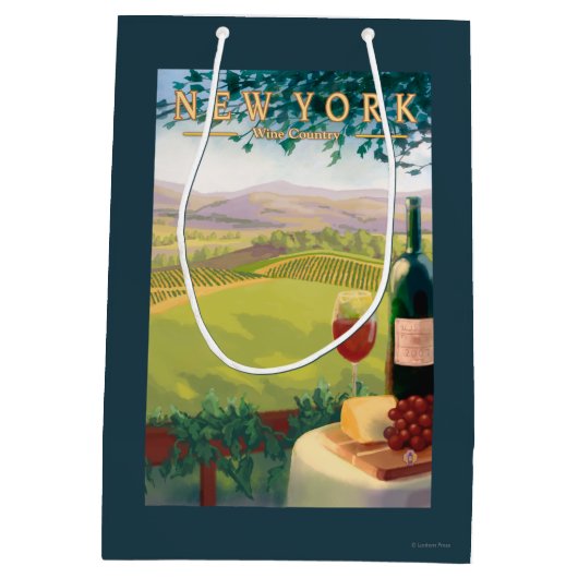 Neue YorkWine Land-Szene Mittlere Geschenktüte (Rückseite)