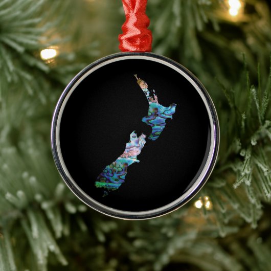 NEUE ZEALAND-KARTE EINFACHE PAUA ORNAMENT AUS METALL (Baum)