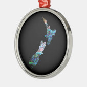 NEUE ZEALAND-KARTE EINFACHE PAUA ORNAMENT AUS METALL (Links)