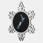 NEUE ZEALAND-KARTE EINFACHE PAUA SCHNEEFLOCKEN Zinn-Ornament (Rechts)