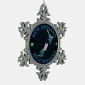 NEUE ZEALAND-KARTE EINFACHE PAUA SCHNEEFLOCKEN Zinn-Ornament (Links)