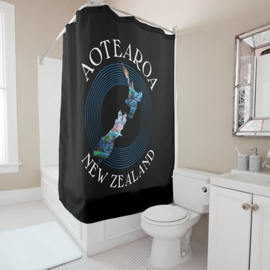 NEUE ZEALAND KARTE PAUA SHOWER CURTAIN DUSCHVORHANG (Beispiel)
