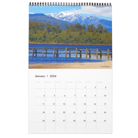 neue Zealand-Reisen (mit Standorten) Kalender (Jan 2026)