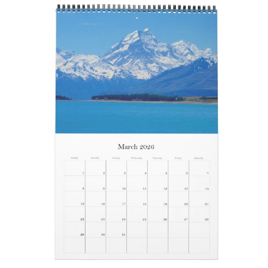 neue Zeeland-Südlandschaft Kalender (Mär 2026)