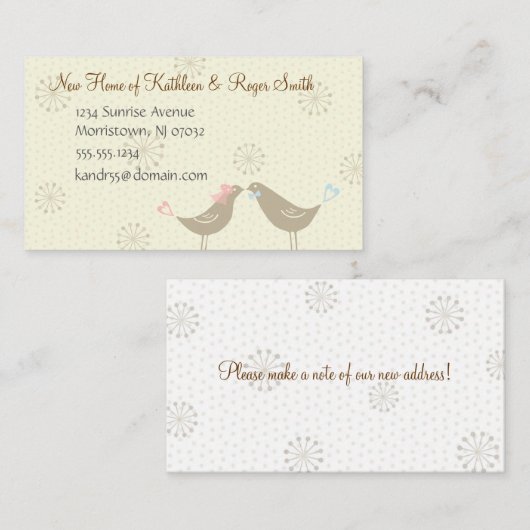 Neue Zuhause Address Business Card einfügen Begleitkarte (Vorne/Hinten)