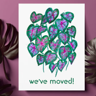 NEUE ZUHAUSE ADDRESS Caladium Blätter Watercolor C Postkarte