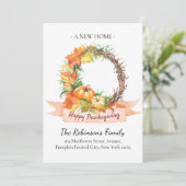 Neue Zuhause Address Erntedank Pumpkin Moving Ankündigung (Stehend Vorderseite)