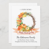 Neue Zuhause Address Erntedank Pumpkin Moving Ankündigung (Vorne/Hinten)