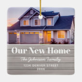 Neue Zuhause Address Foto Holiday Keramikornament (Rückseite)