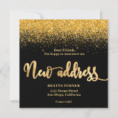 Neue Zuhause Address Gold Glitzer Ankündigung (Rückseite)