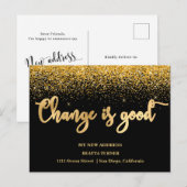 Neue Zuhause Address Gold Glitzer Ankündigung Postkarte (Vorne/Hinten)