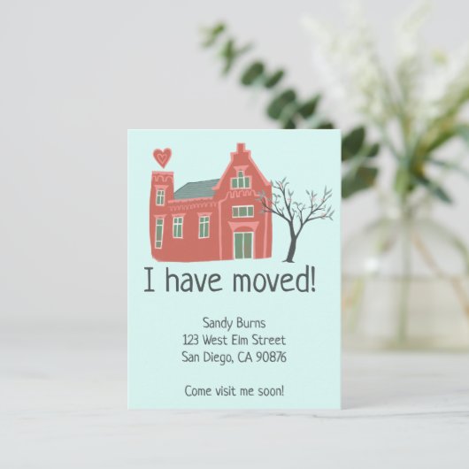 Neue Zuhause Address Moving Ankündigung Niedlich H Postkarte (Stehend Vorderseite)