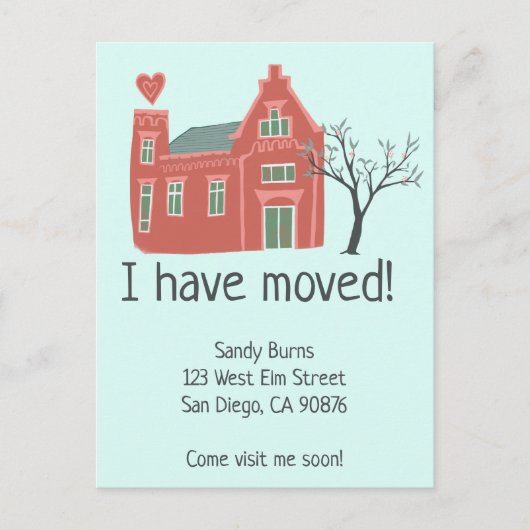 Neue Zuhause Address Moving Ankündigung Niedlich H Postkarte (Vorderseite)