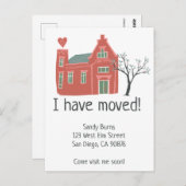 Neue Zuhause Address Moving Ankündigung Niedlich H Postkarte (Vorne/Hinten)