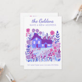 Neue Zuhause Address Moving Farmhouse Blume Lila Karte (Vorderseite/Rückseite Beispiel)