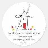 Neue Zuhause-Adressbezeichnungen Runder Aufkleber (Vorderseite)