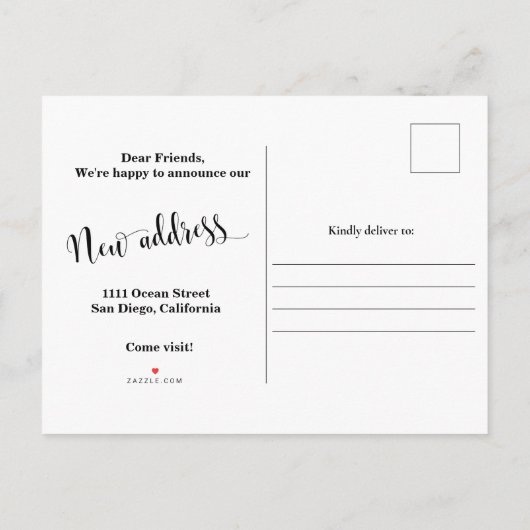 Neue Zuhause-Adresse , Ankündigung verschieben Pos (Rückseite)