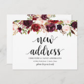 Neue Zuhause-Adresse, bordeauxfarbene Blüte, Ankün Postkarte (Vorne/Hinten)