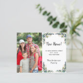 Neue Zuhause-Adresse Eukalyptus-Fotokarte (Stehend Vorderseite)